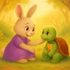 Illustration from You Matter, Luma showing the bunny Luma comforting Zin the Turtle, a gentle scene that reflects the lessons taught in emotional intelligence books for kids.