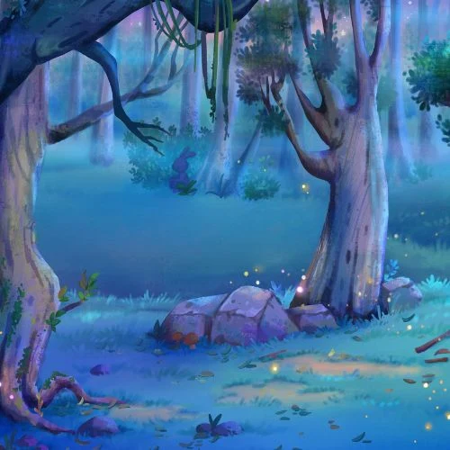 Luma the bunny appearing small and desaturated in a vibrant forest, a visual metaphor for the silent ache of anti-mattering and the first step in building emotional strength in kids with You Matter, Luma.