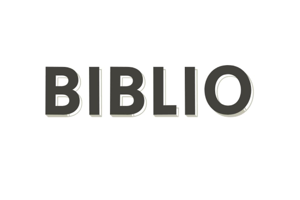 Biblio book sellers logo that carries you matter luma